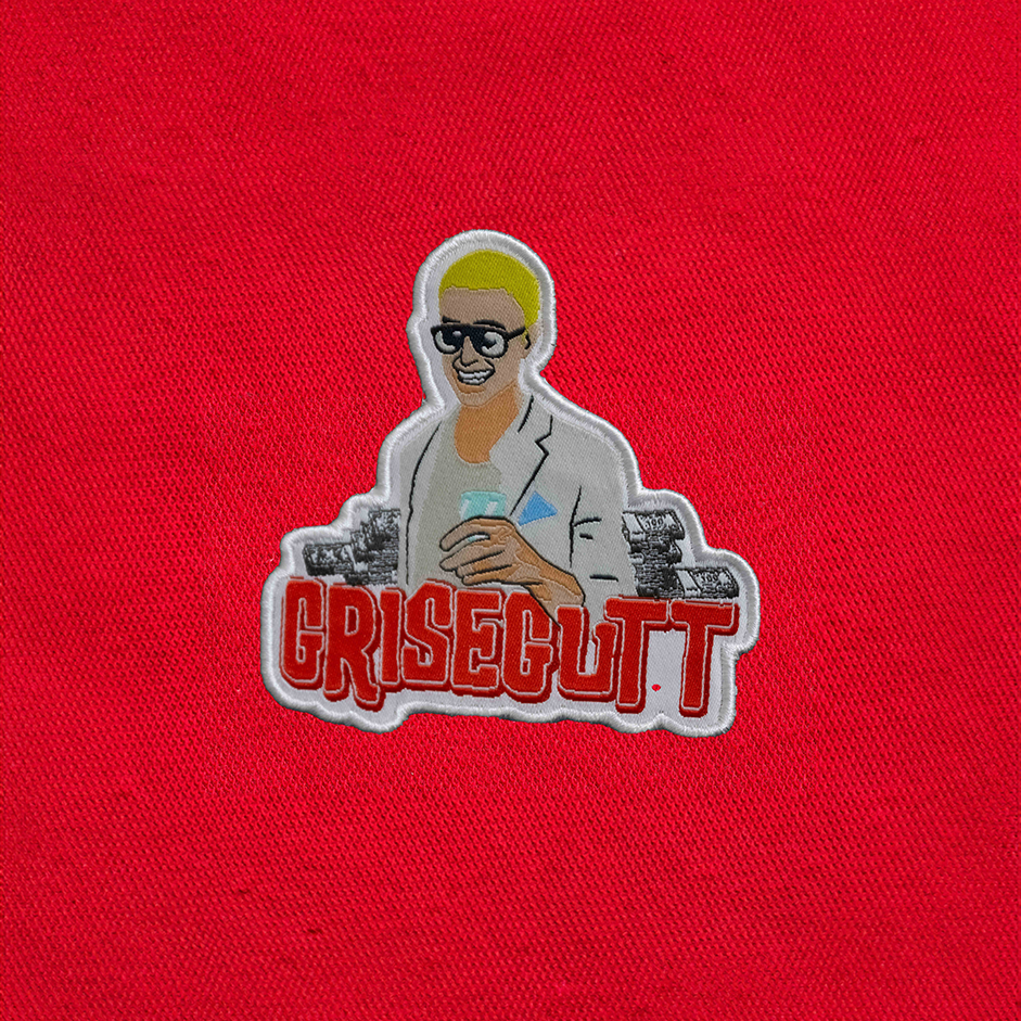 Grisegutt strykemerke på en russedress. Disse patches varer hele russetiden.