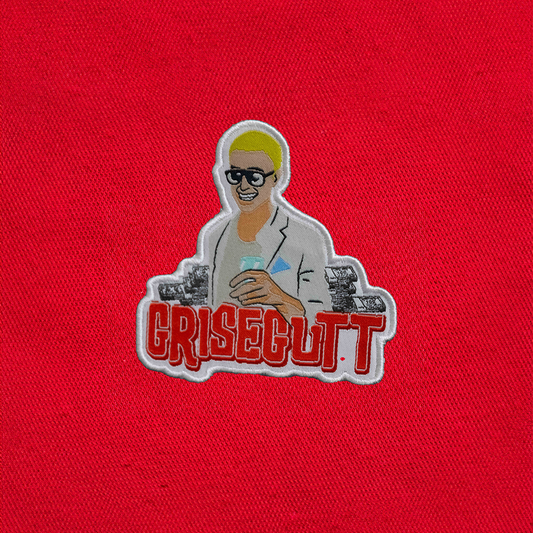 Grisegutt strykemerke på en russedress. Disse patches varer hele russetiden.