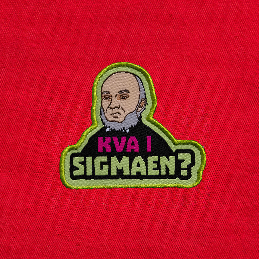 Ivar Aasen strykemerke på en russedress. Disse patches varer hele russetiden.